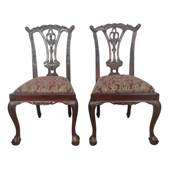 Set of 4 Chippendale-Style Dining Chairs With Carved Ball-and-Claw Feet For Sale