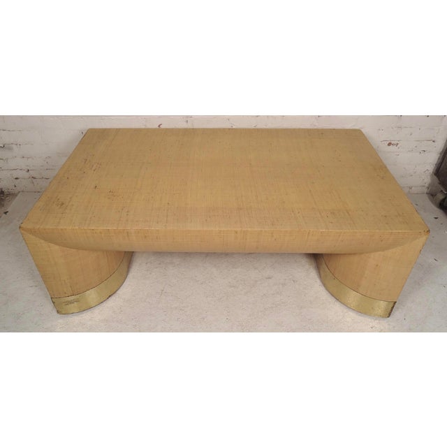 Mid-Century Modern 1970s Grass Cloth Coffee Table For Sale - Image 3 of 7