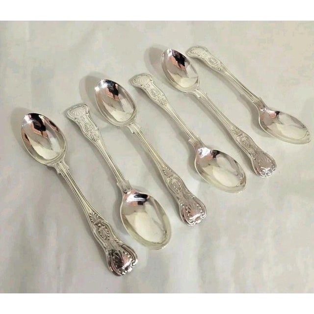 19th Century Antique Victorian English Sterling Silver Teaspoons, 1896, Set of 6 For Sale - Image 5 of 18