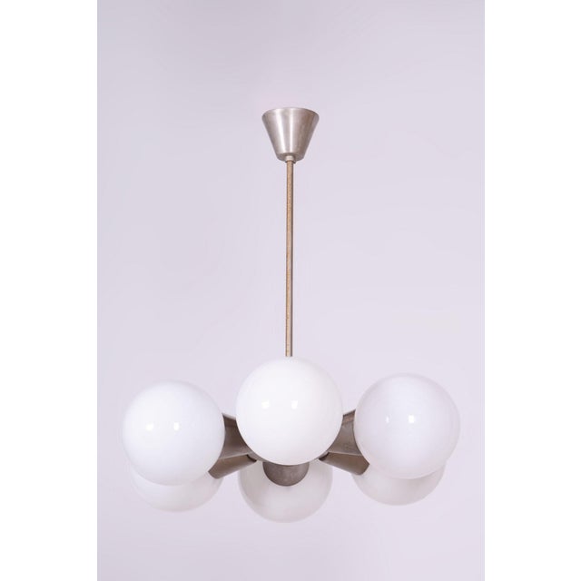 Mid-Century Chandelier in Chrome and Glass by Kamenický Šenov, Czech, 1960s For Sale - Image 10 of 10