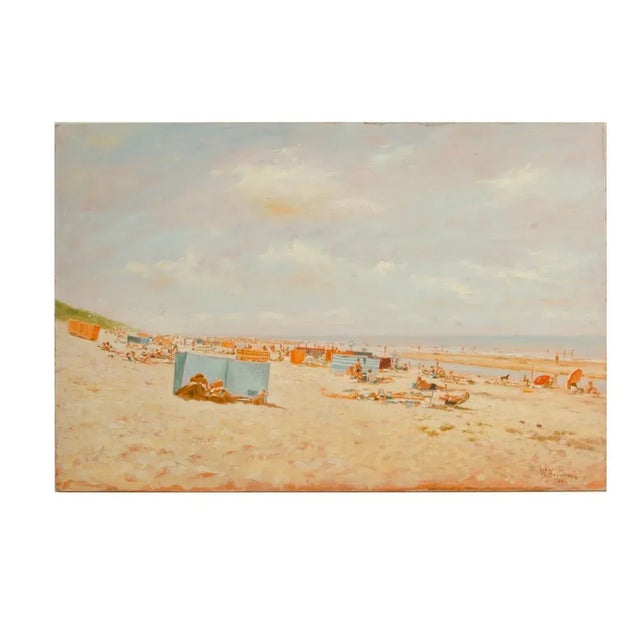 Early 20th Century European Beach Scene Oil Painting by Willem Helfferich For Sale - Image 13 of 13
