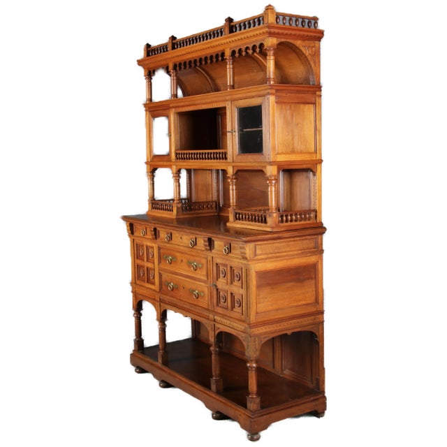 Historicism Style Buffet in Walnut, 1980s For Sale - Image 3 of 18