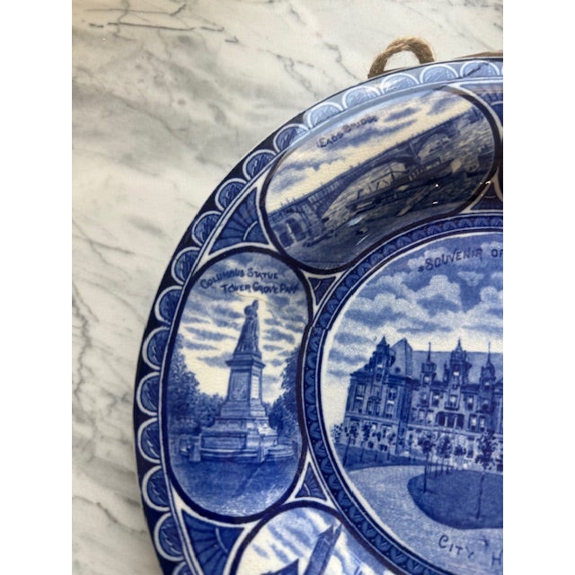 Antique St. Louis Missouri Souvenir Blue Plate For Sale - Image 4 of 7