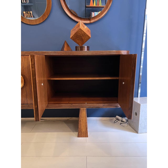 Wood Art Deco Reeded Sideboard, 1940s For Sale - Image 7 of 10