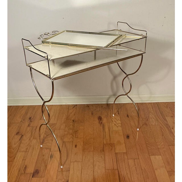 Vintage Hollywood Regency Gold-Toned Makeup Vanity Table Set, Mid-Century Modern, For Sale - Image 9 of 12
