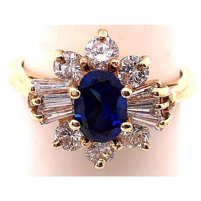 14 Karat Yellow Gold Sapphire Solitaire Ring With Diamond Accents For Sale - Image 10 of 11