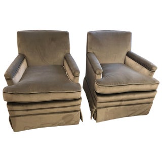 Moviestar Grey Platinum Pair of Vintage Club Lounge Chairs For Sale