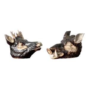 Italian Boar and Stag Majolica Tureens