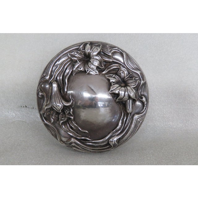 Metal Cut Crystal Glass Dresser Powder Vanity Jar Box 4338b For Sale - Image 7 of 11