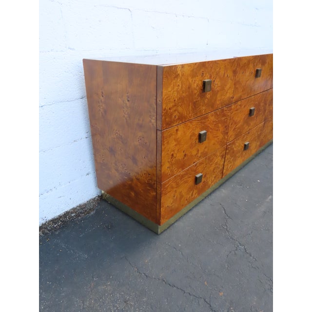 Milo Baughman by Founder Mid Century Hollywood Regency Burlwood Dresser 6625 For Sale - Image 10 of 18