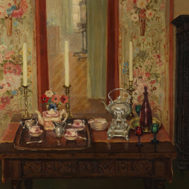 Oil on canvas, signed at lower right, presented in a period gilt frame. Stretcher size 41 x 50 in.; Frame dimensions 46 x...