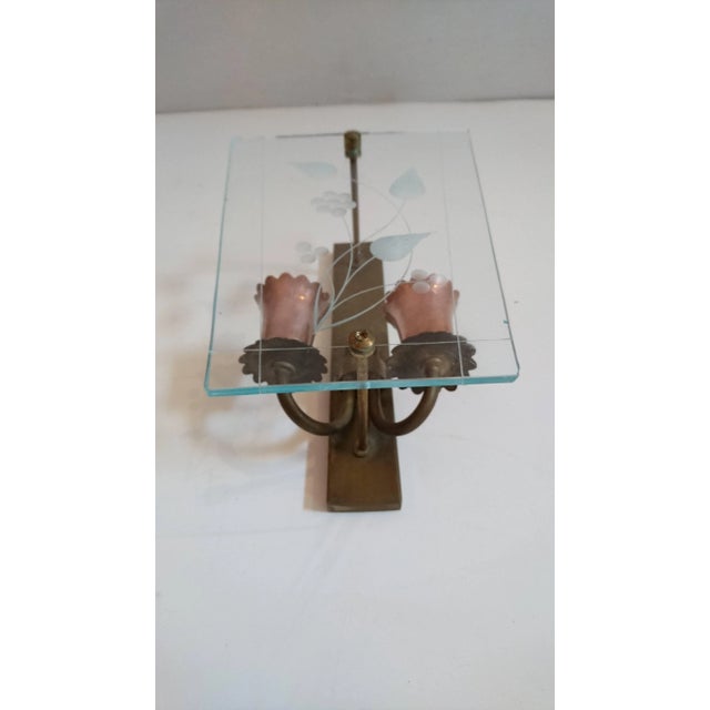 Mid-Century Italian Glass and Copper Wall Sconces, Set of 2 For Sale - Image 4 of 5