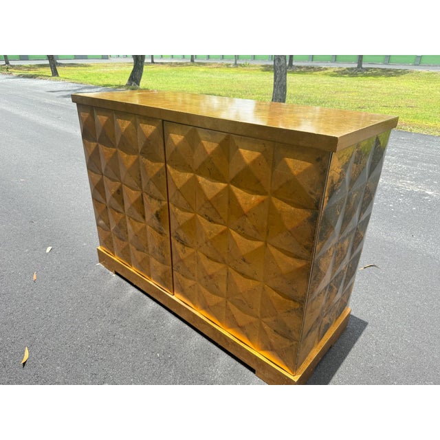Barbara Barry for Baker Diamond Gold Leaf Credenza – Vintage 1970s An exceptional designer piece featuring a stunning...