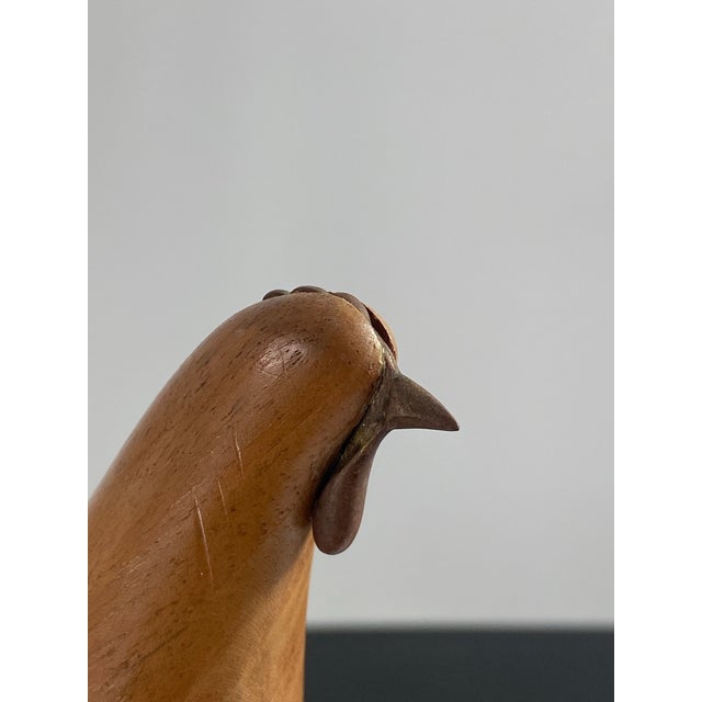 Brown 1930s Hagenauer Wiener Werkstätte Hand-Carved Wooden Chicken Sculpture For Sale - Image 8 of 12