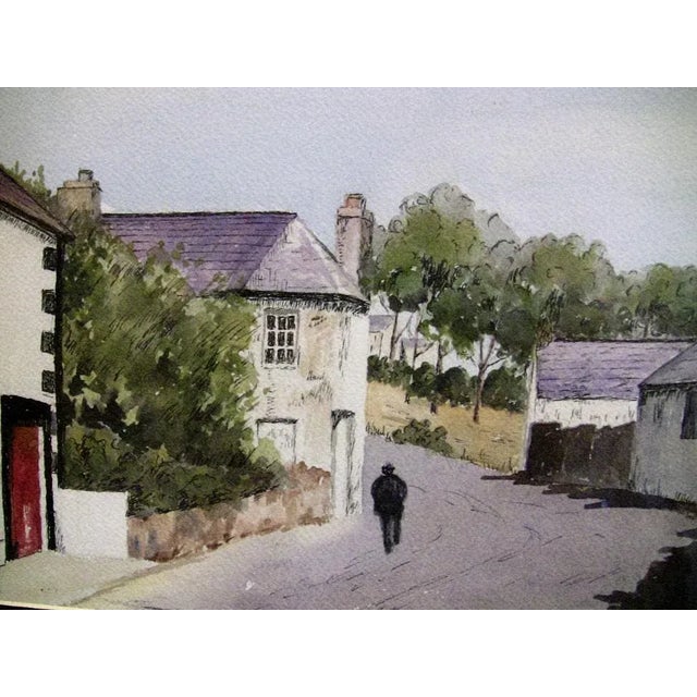 Shabby Chic Irish Watercolor of Village Scene by M MacLoughlin For Sale - Image 3 of 4