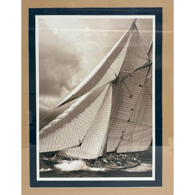 Nautical Vintage Framed Schooner Print in the Manner of Ralph Lauren For Sale - Image 3 of 10