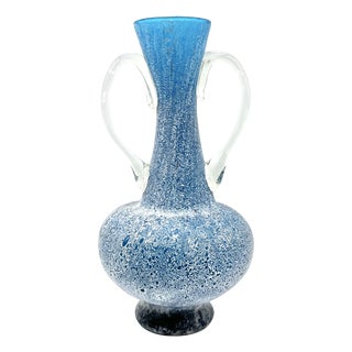 Large Etruscan Style A Scavo Murano Glass Amphora Vase, 1960s For Sale