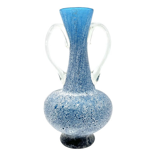 Large Etruscan Style A Scavo Murano Glass Amphora Vase, 1960s For Sale