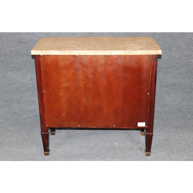 French Louis XV Style Marble Top Faux Alligator Théodore Alexander Commode For Sale - Image 3 of 13
