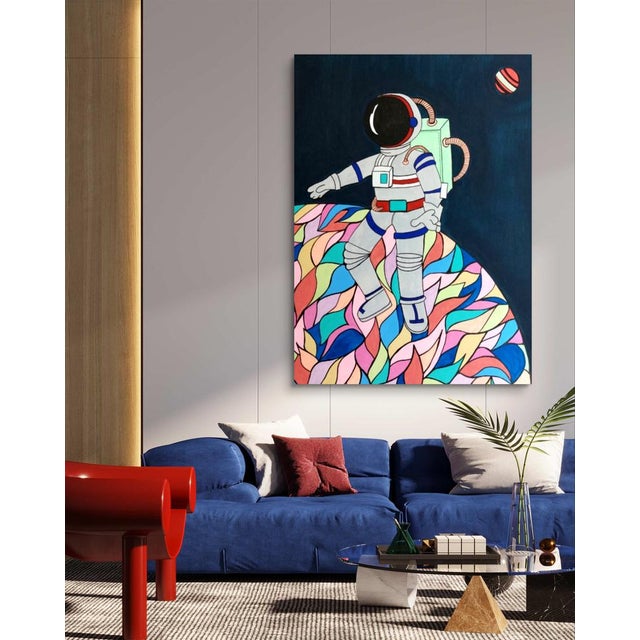 "Sills art planet". Abstract, multicolor. The background color is dark blue / black. All of Sills' art is sketched...