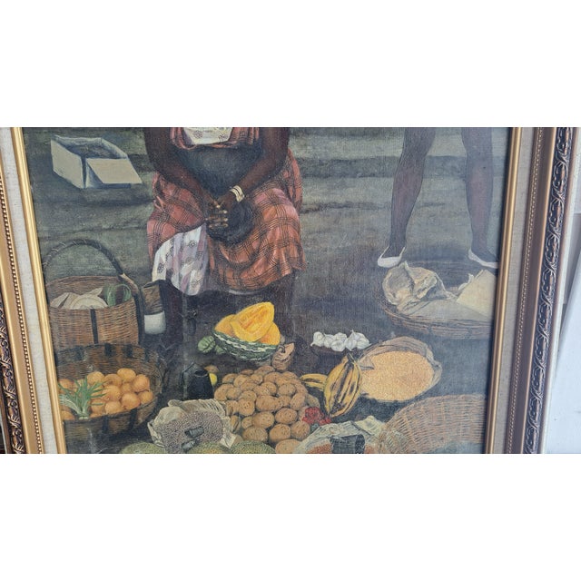 1967 Original Oilpainting African Women Selling in market.by Marion Campbell,Nesheim, Framed For Sale - Image 4 of 12