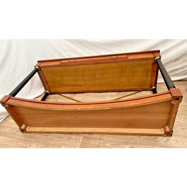 Vintage Ethan Allen Sofa Console Table, Regency Neo Classical, Cherry, Brass X Stretcher For Sale - Image 14 of 14