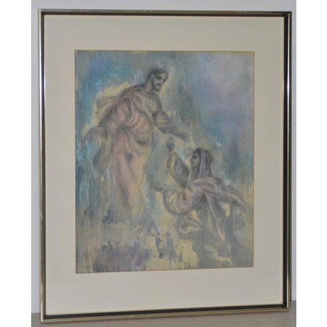 Charles Ware (1921-2005) Mid Century Modern Watercolor on Linen C.1969 For Sale - Image 10 of 10