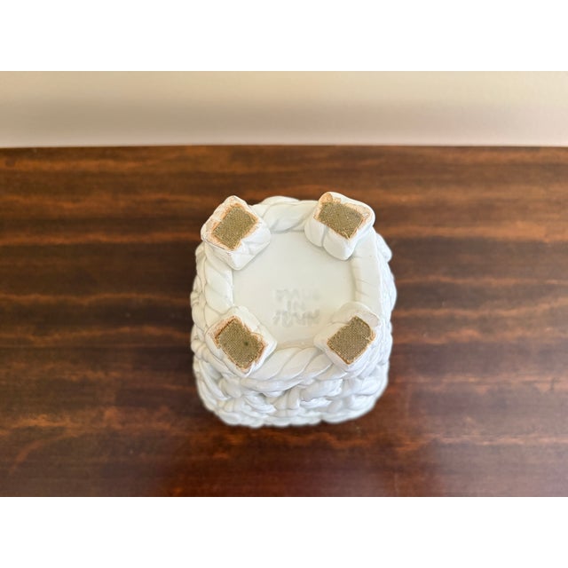 Vintage French Country Reticulated Porcelain Rope-Form Cachepot, Circa 1960s For Sale - Image 11 of 11
