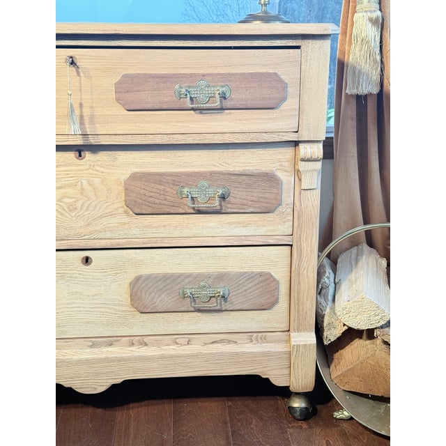 1870-1880 Primitive Eastlake Chest of Drawers Natural Oak For Sale - Image 14 of 16