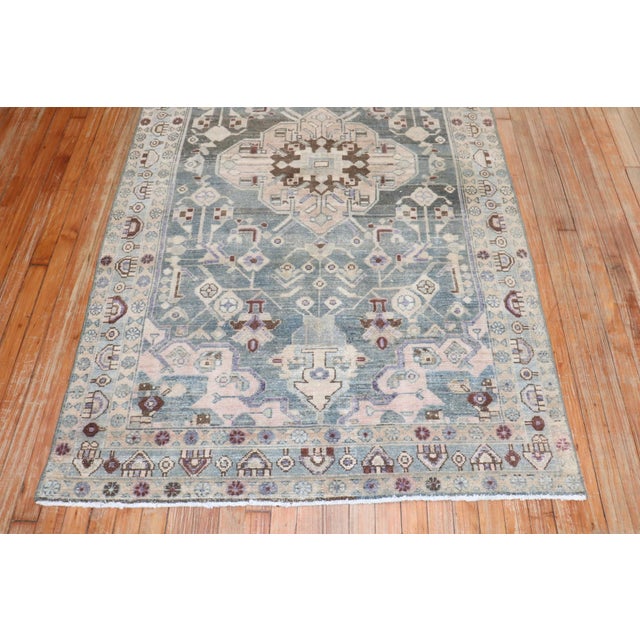 English Vintage Green Persian Malayer Rug For Sale - Image 3 of 7