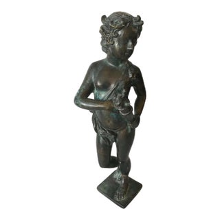19th Century Contenental Bronze Figure of a Torch Bearer For Sale