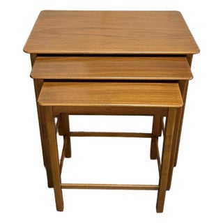 Set of Three Swedish Modern Brown Teak Nesting End Tables C. 1960 For Sale