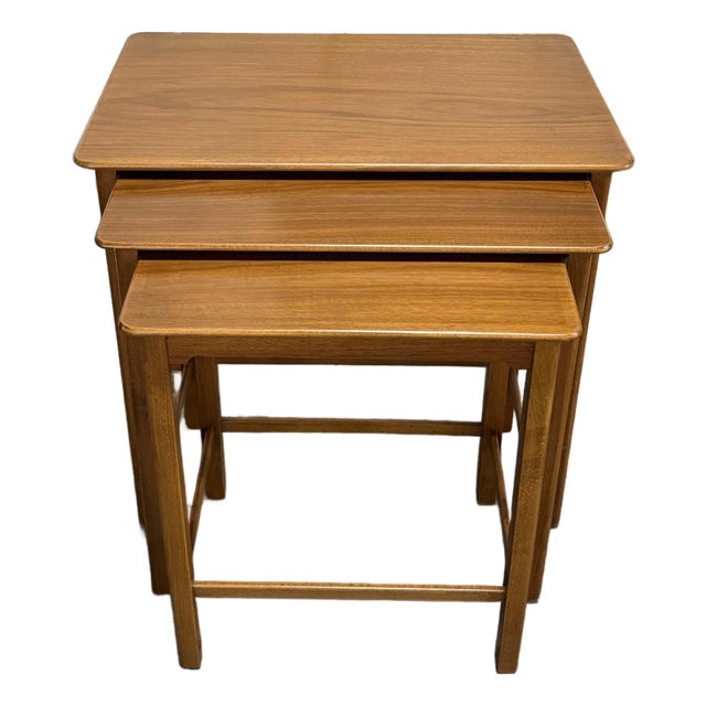 Set of Three Swedish Modern Brown Teak Nesting End Tables C. 1960 For Sale