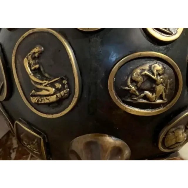 Metal Grand Tour Gilt and Patinated Bronze Orb With Intaglios, From Mid 20th Century For Sale - Image 7 of 12