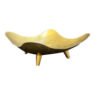 Solid Brass Midcentury 4-Leg Pedestal Bowl For Sale