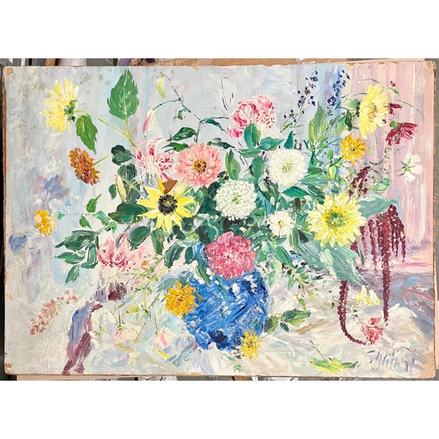 Samuel Rothbort (1881-1972) Floral, oil on canvas mounted board 22 x 30 1/2 in (55.9 x 77.5 cm), Hand signed lower right....