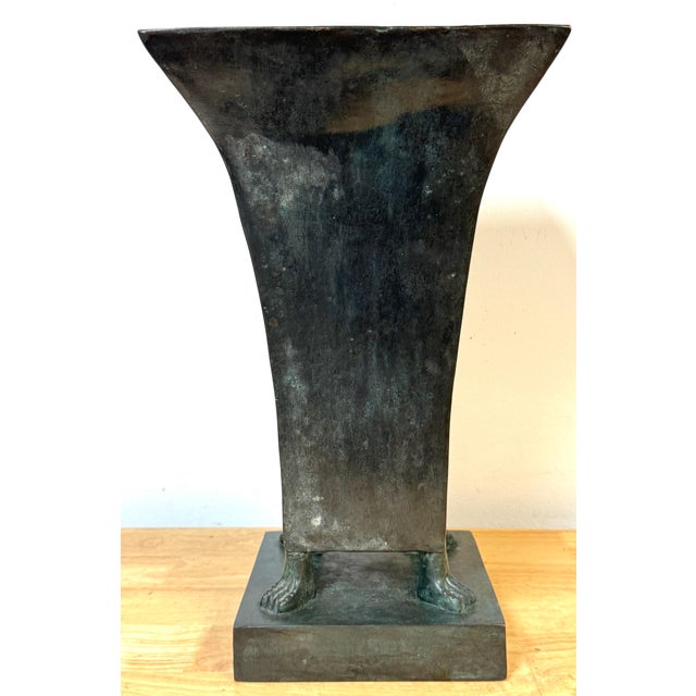 Monumental French Moderne Verdigris Bronze Vase , Manner of Gilbert Poillerat For Sale - Image 15 of 18
