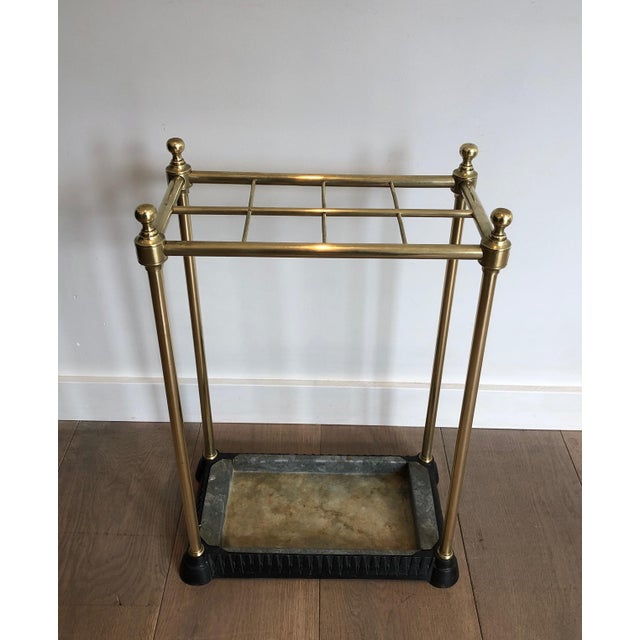 Rectangular Umbrella Stand in Brass and Cast Iron. French Work. Circa 1900 For Sale - Image 6 of 12