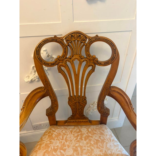 Antique Carved Walnut Desk Armchairs, 1920, Set of 2 For Sale - Image 16 of 18