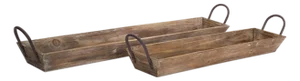 Wooden Tray with Handles (Set of 2)