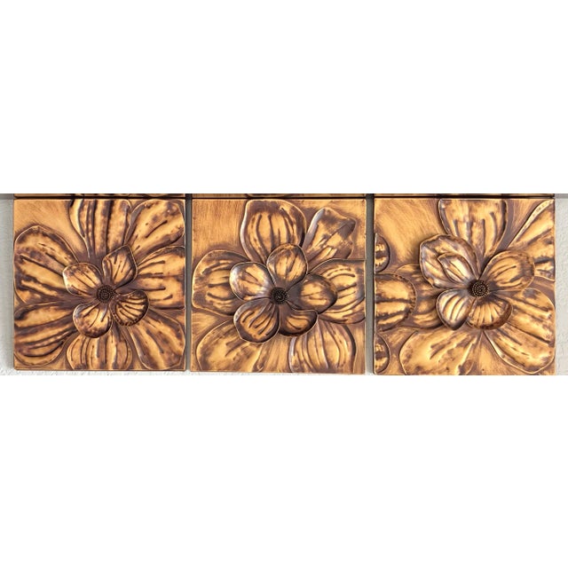 Circa 2016 Applied Bas & High Relief-Style Metal Hibiscus Petals & Pistils Wall Art Plaques – Set of 3 For Sale - Image 16 of 17
