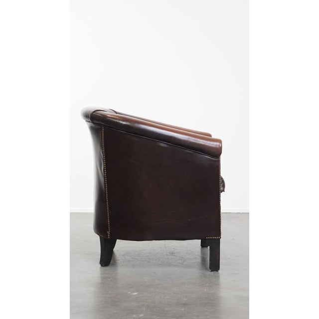 English Style Club Armchair in Cowhide Leather For Sale - Image 3 of 15