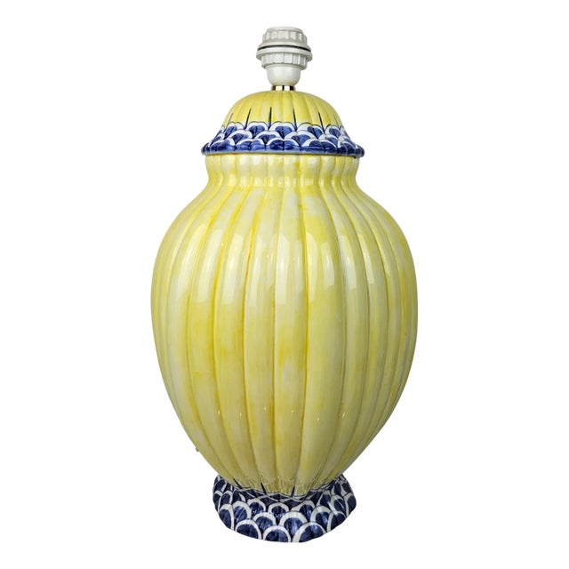 Large French Riviera Porcelain Lamp Base, 1980s For Sale