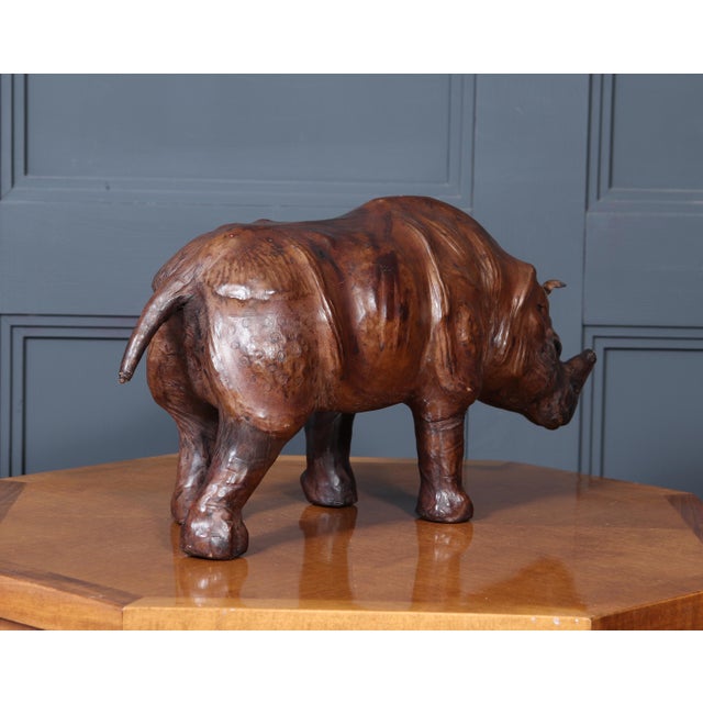 Mid-Century Cow Leather Rhino Sculpture, 1950 For Sale - Image 9 of 16