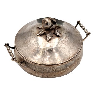 Hammered Silver Candy Box with Knob on the Lid For Sale