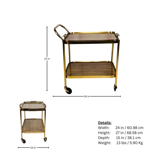 Hostess 1960s Vintage Retro Style Bar Cart For Sale In Miami - Image 6 of 6