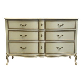 Drexel Furniture Touraine Collection Custom Cream Pained Country French Provincial 54" Double Dresser 200-120-1 For Sale