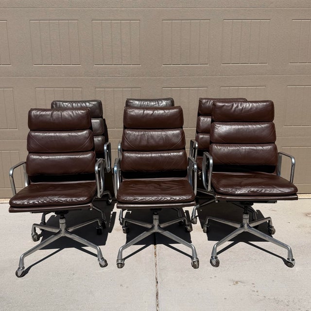 4 Eames Soft Pad chairs Model EA420L purchased by and for Boulder/Denver architect James S. Junge in 1978 (6 are pictured,...