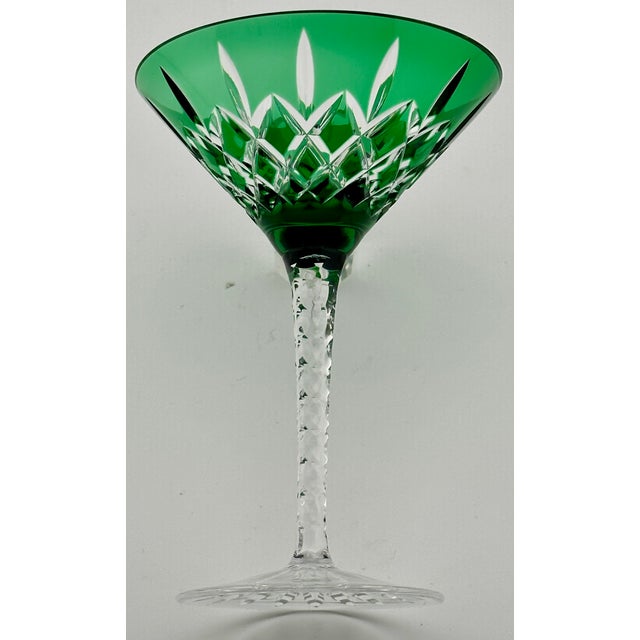 Ruby Red Mid 20th Century Stunning Set of 5 Large Vintage Mid Century 2 Color Overlay Deep Hand Cut to Clear Martini & Wine Glasses For Sale - Image 8 of 18