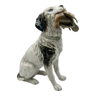 Rare Antique Porcelain Hunting Dog by Ernst Bohne & Söhne of Germany, Circa 1900–1919 For Sale